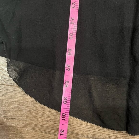 [M]Wilfred 100% Silk Womens Black Long Sleeve Blouse Pockets Sheer Asymmetrical - Picture 6 of 6